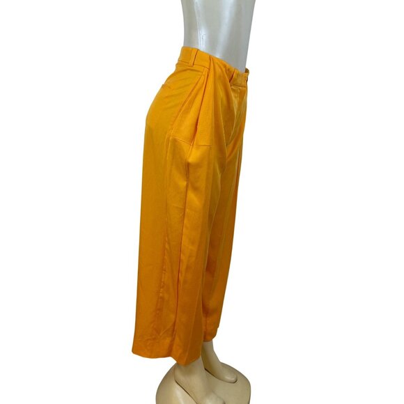 Cos Womens Orange Lyocell Cropped Wide-Leg Pleated Pants Size 2 - Picture 2 of 13